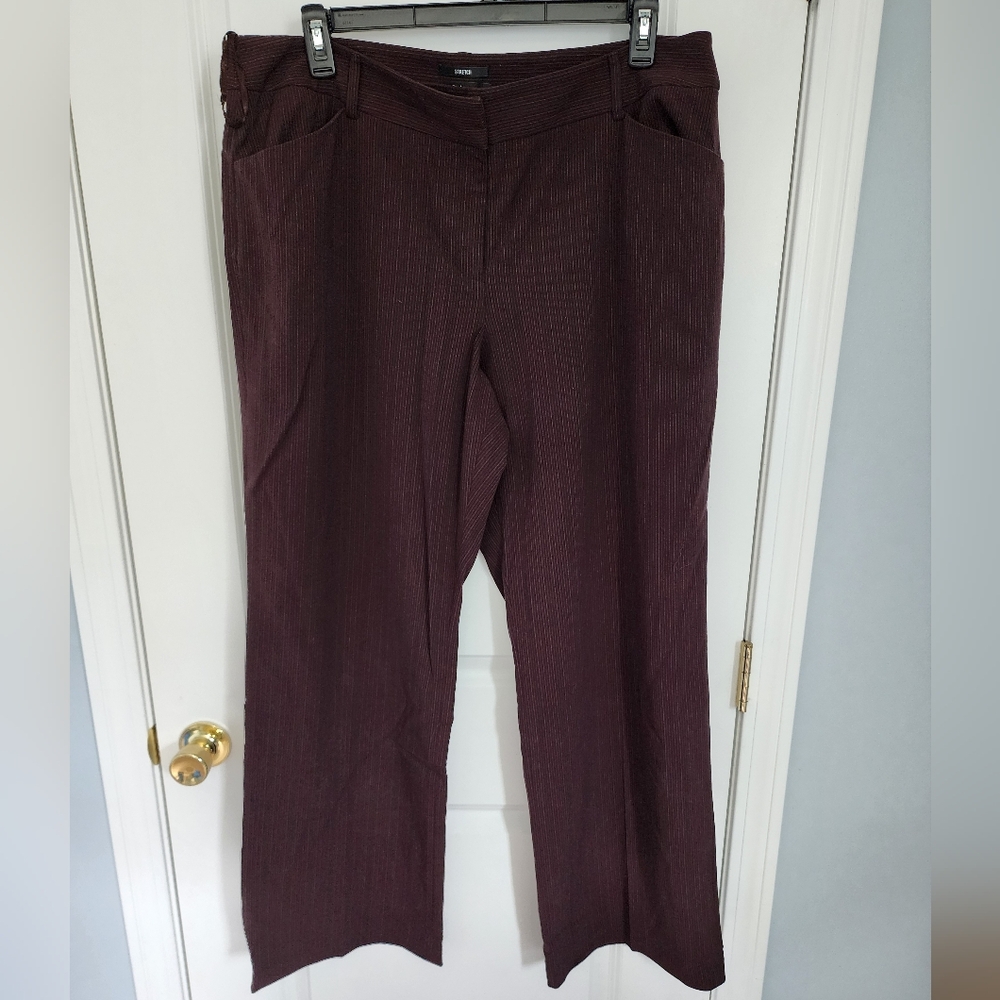 Brown Pants With Red And Tan Pinstripes